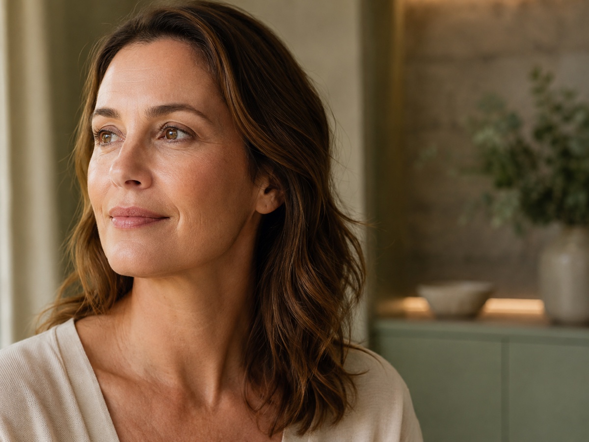 Woman in a calm medical aesthetics clinic setting
